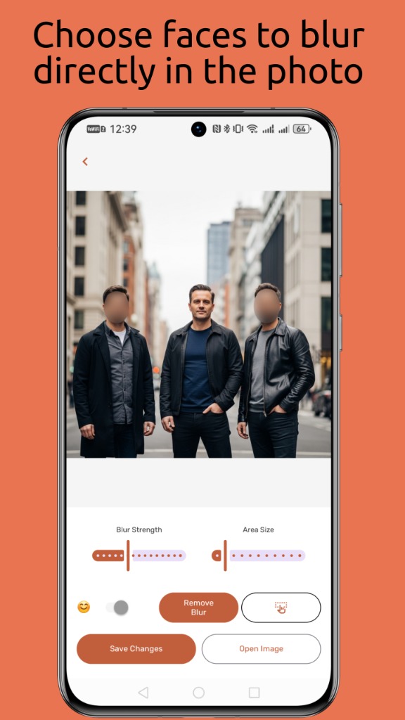 Choose faces to blur directly in the photo