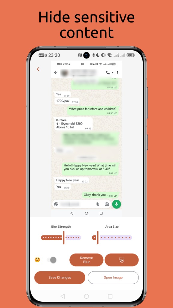 Hide sensitive content in messages and chats
